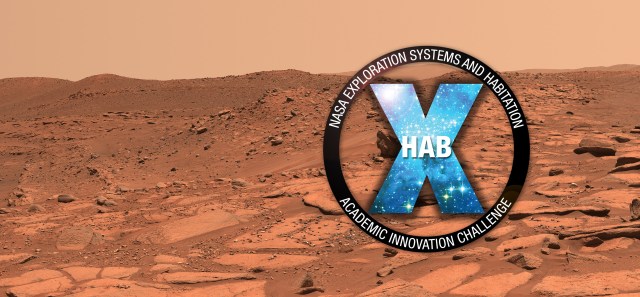 X-Hab logo on the surface of Mars