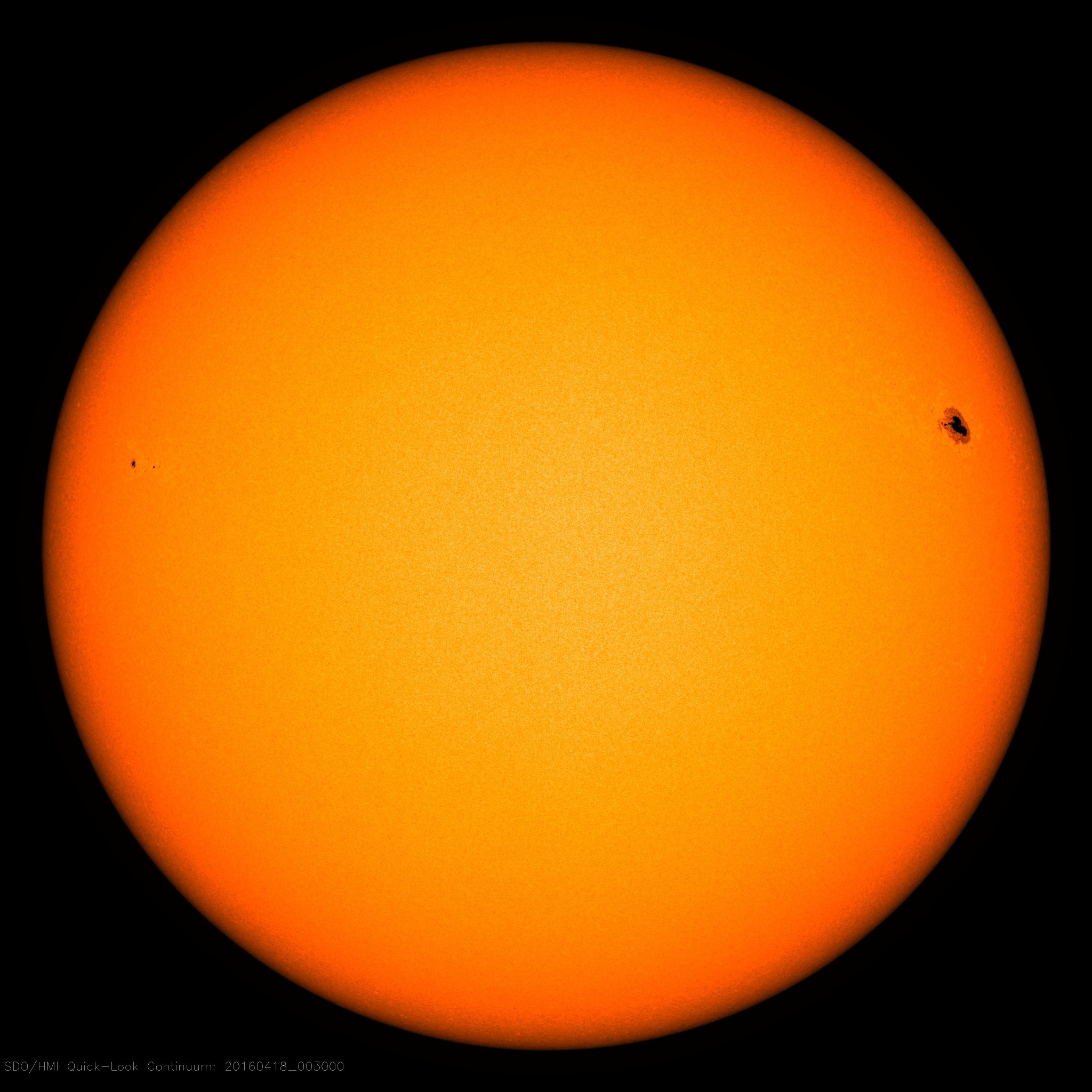 SDO image of sun showing sunspot