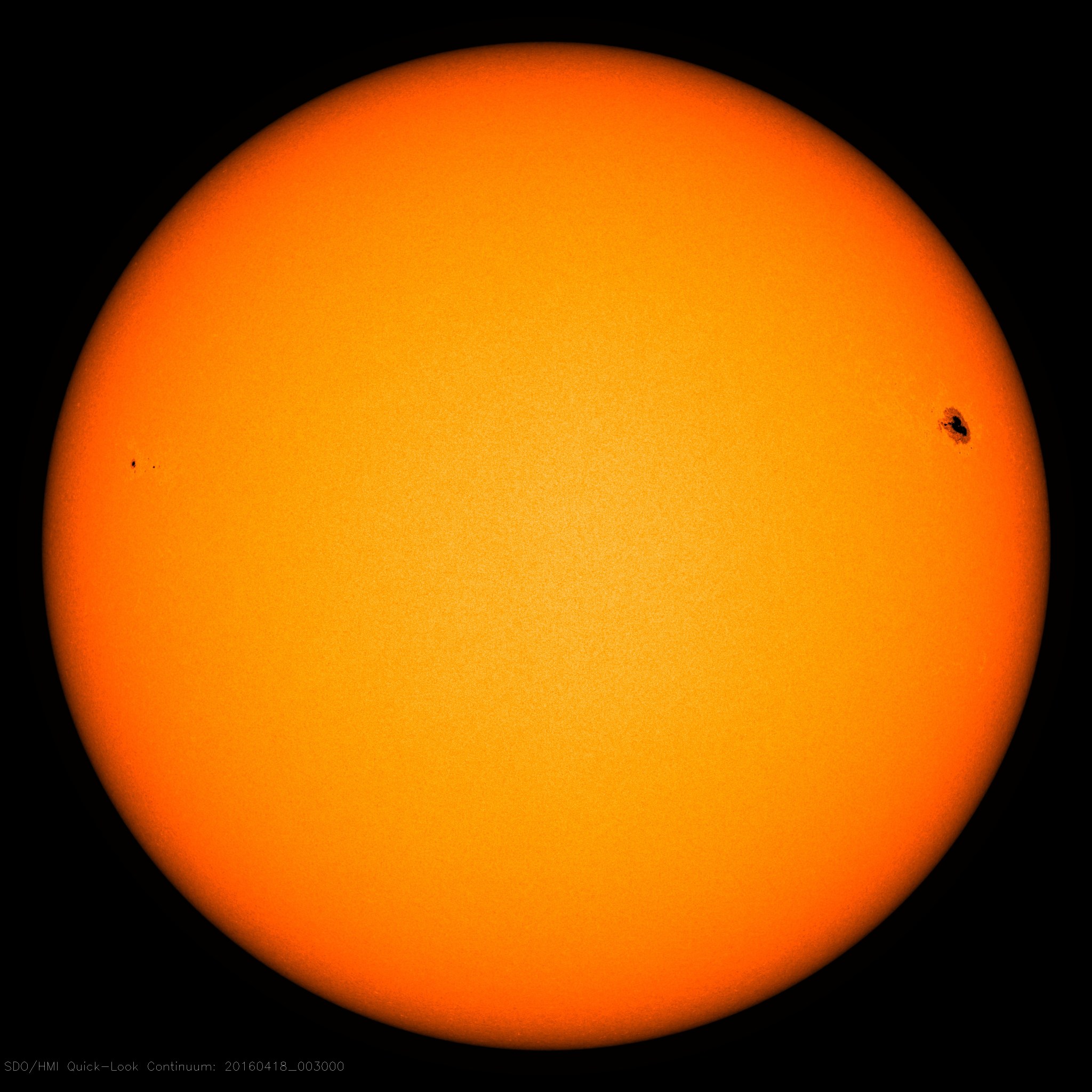 SDO image of sun showing sunspot