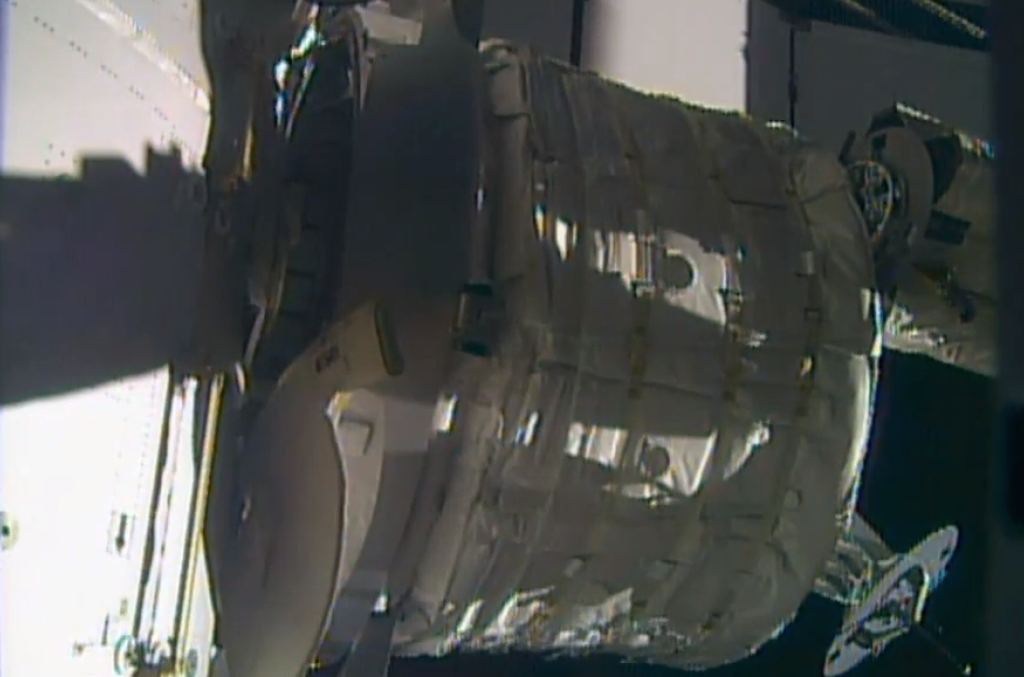 The Bigelow Expandable Activity Module, or BEAM, is attached to the International Space Station early on April 16, 2016.