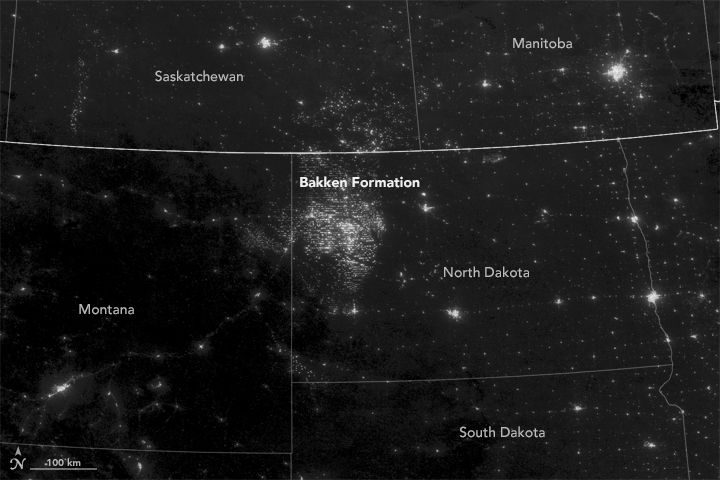 night map of visible light coming from north dakota