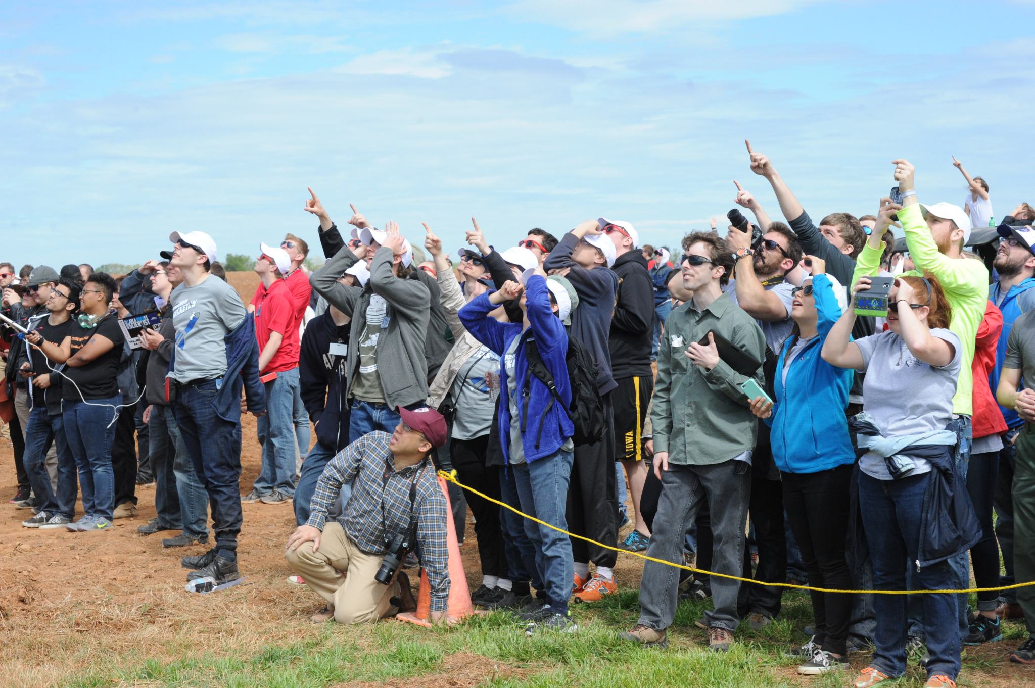Hundreds gather to watch high-powered rocket launches during the Student Launch challenge, April 16.