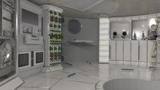 Concept image showing what the inside of a dee space habitat might look like.