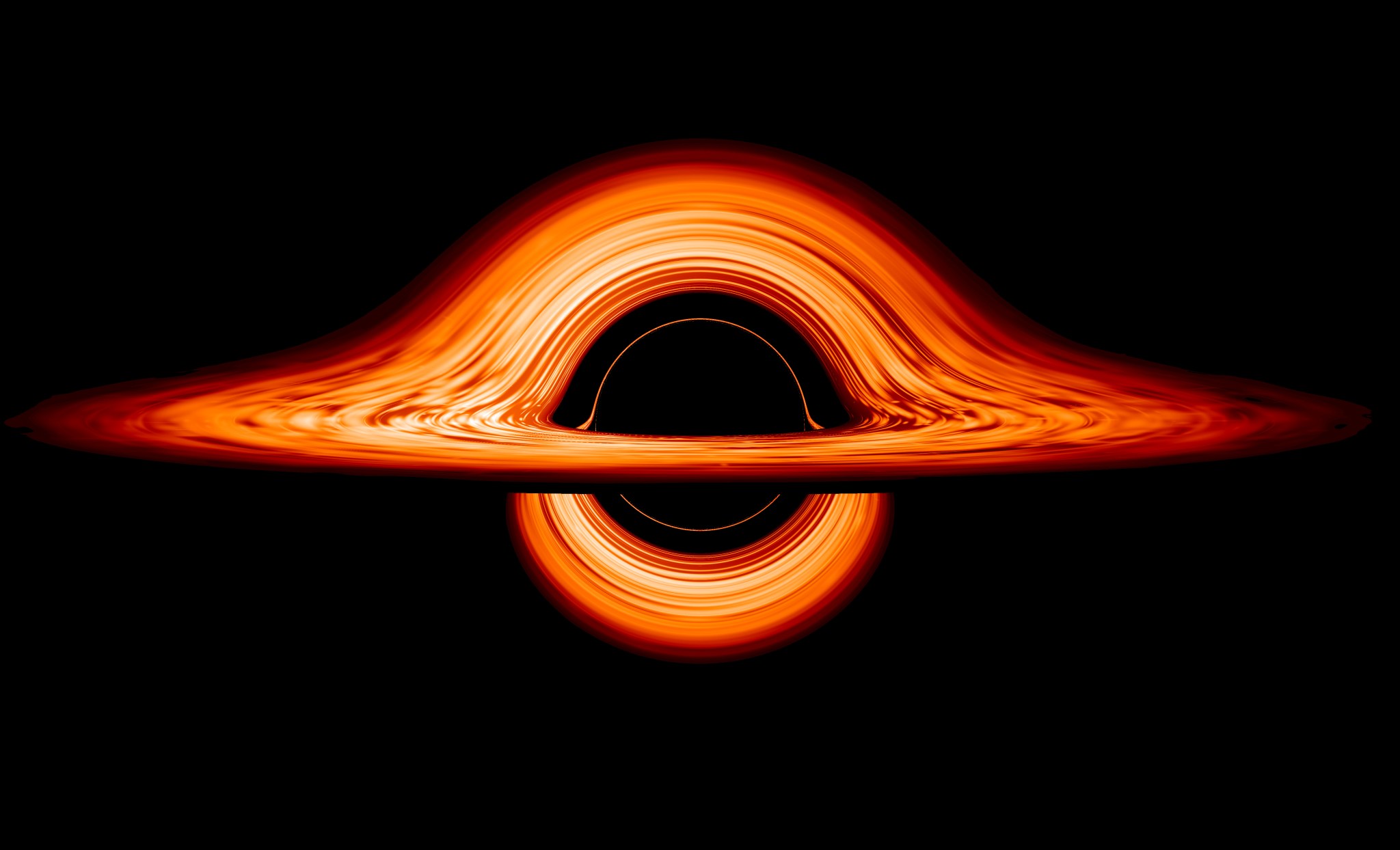 Bright orange disk around a black hole