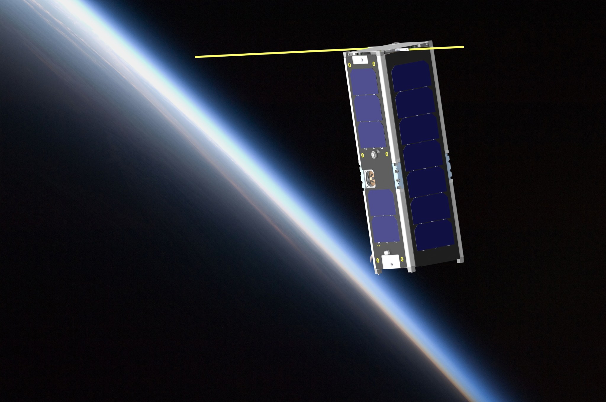 Artist concept of cubesat in space.