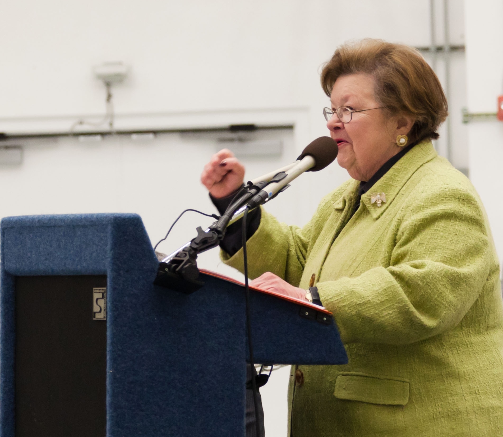 U.S. Senator Barbara Mikulski at NASA's Wallops Flight Facility in Wallops Island, Virginia.