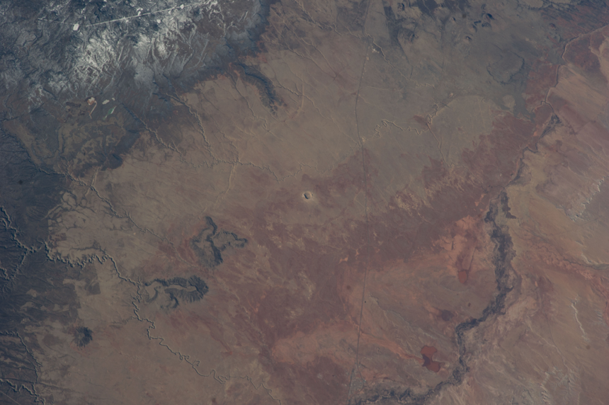 Meteor Crater taken by Expedition 38 crew