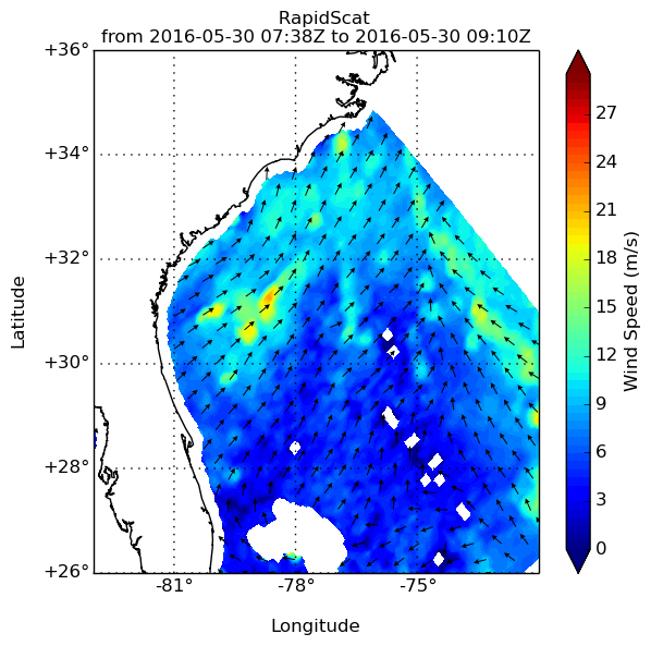 RapidScat plot shows Bonnie's winds