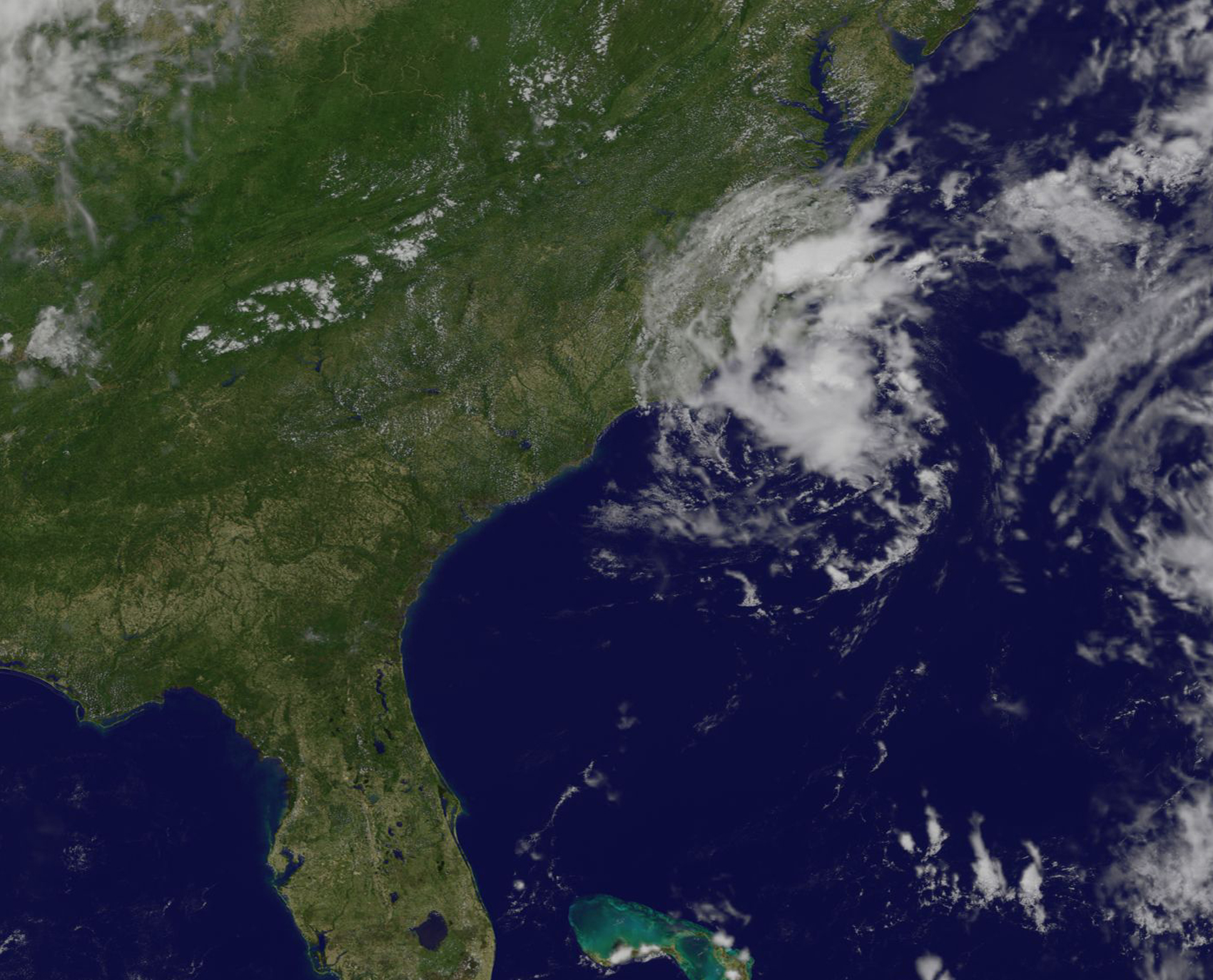 Bonnie's clouds just off-shore of North Carolina