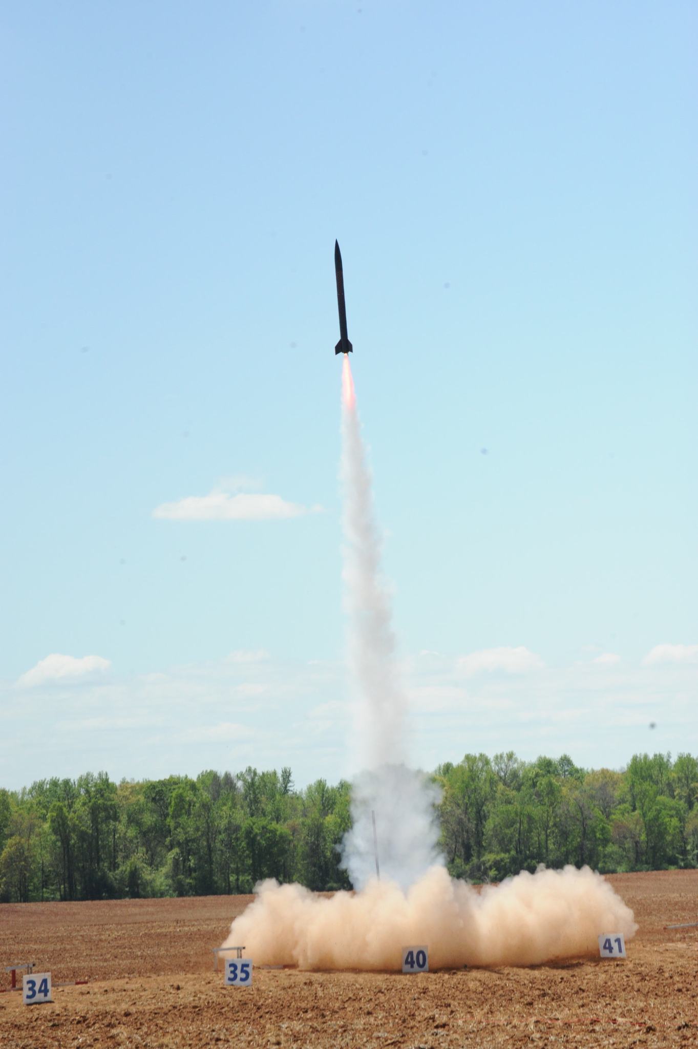 The University of Cincinnati in Ohio launches its rocket during the 16th annual Student Launch challenge.