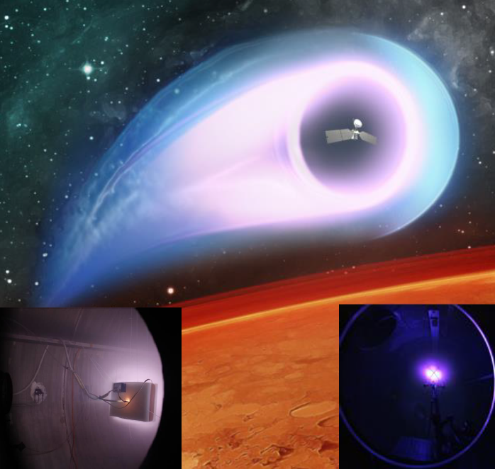 Magnetoshell in space, RF injector and magnetoshell in operation.