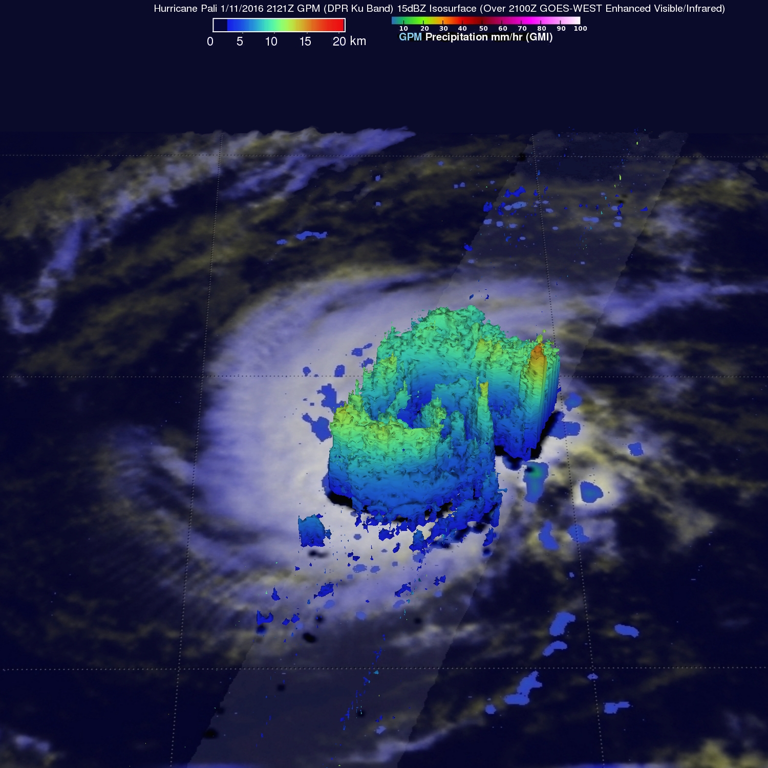 Radar slice of Pali hurricane showing an eye