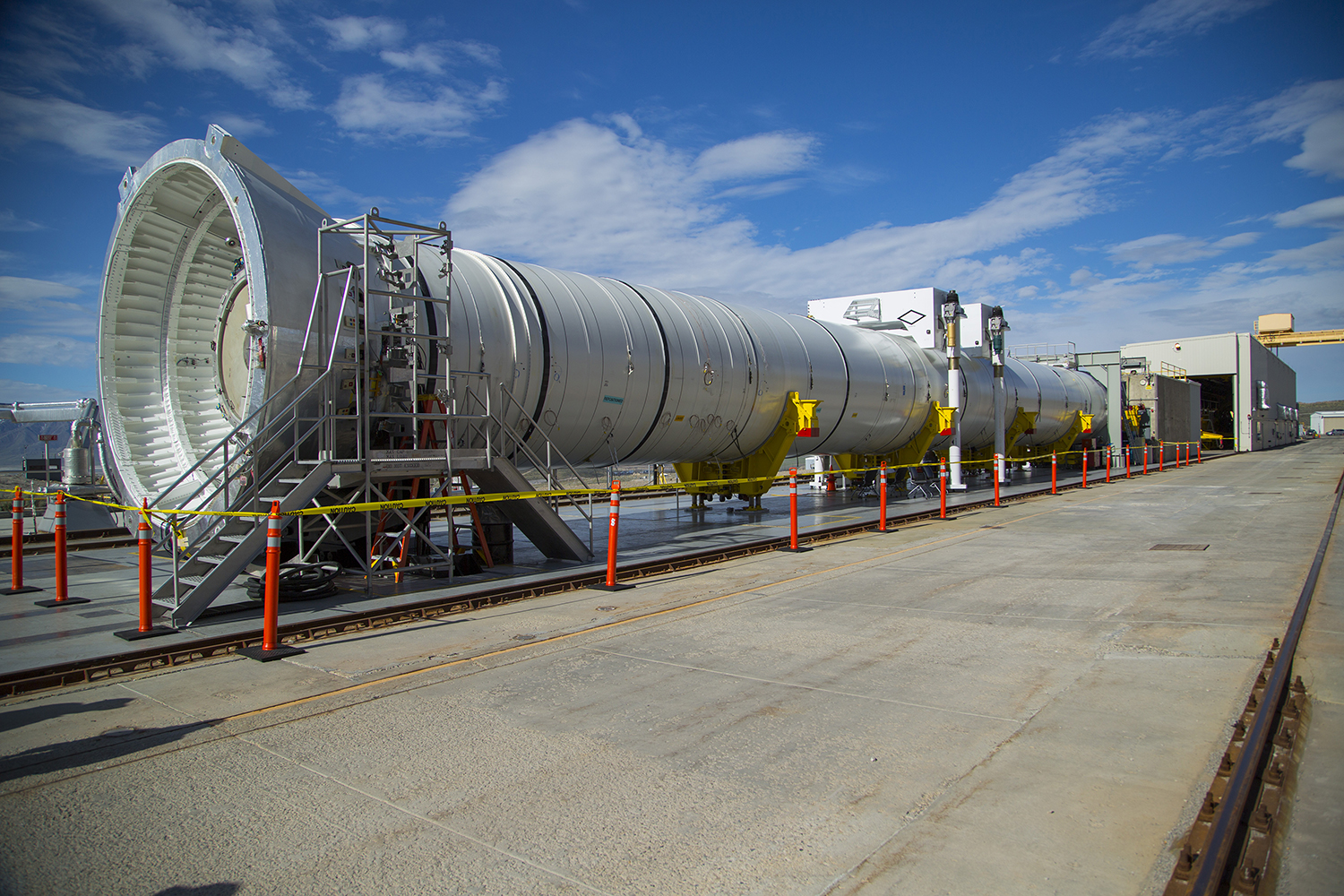 Test version of the booster for NASA's new rocket, the Space Launch System