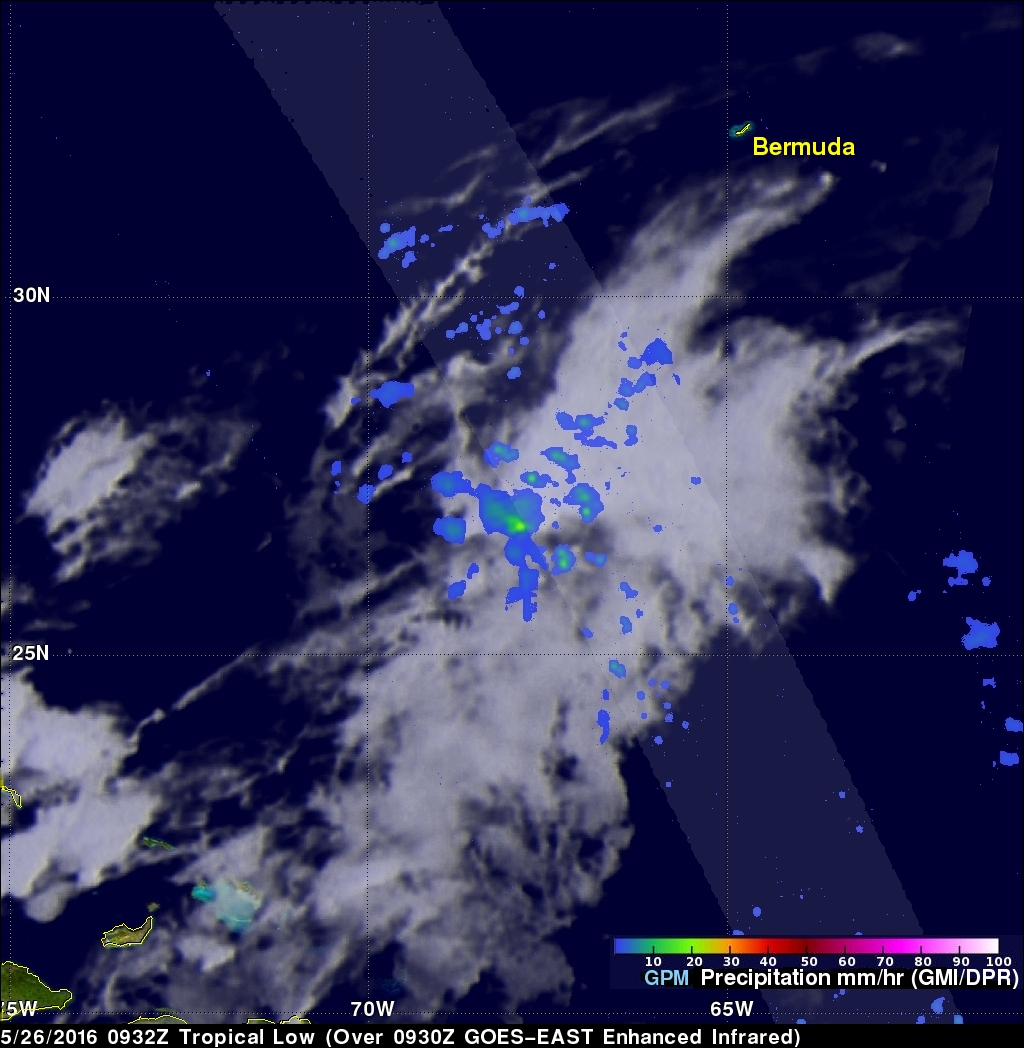 On May 26, GPM measured rain falling at a rate of almost 1.3 inches per hour.