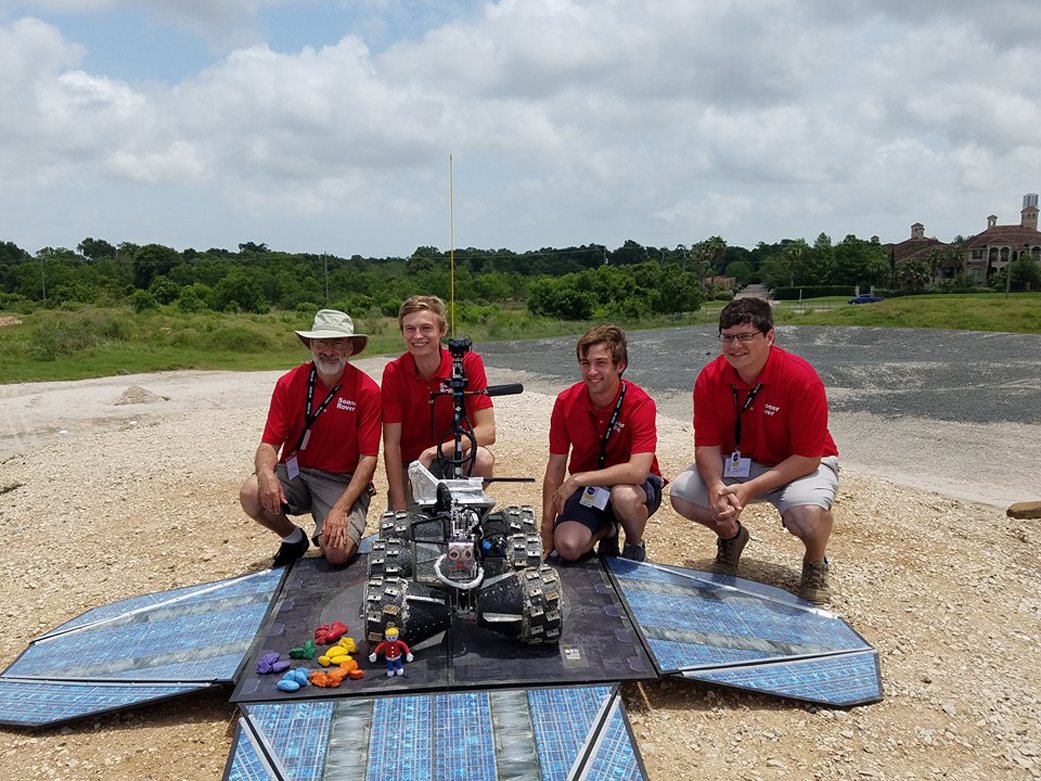 The winning team from the University of Oklahoma poses with their rover.