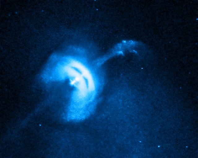 Bright blue pulsar in deep space