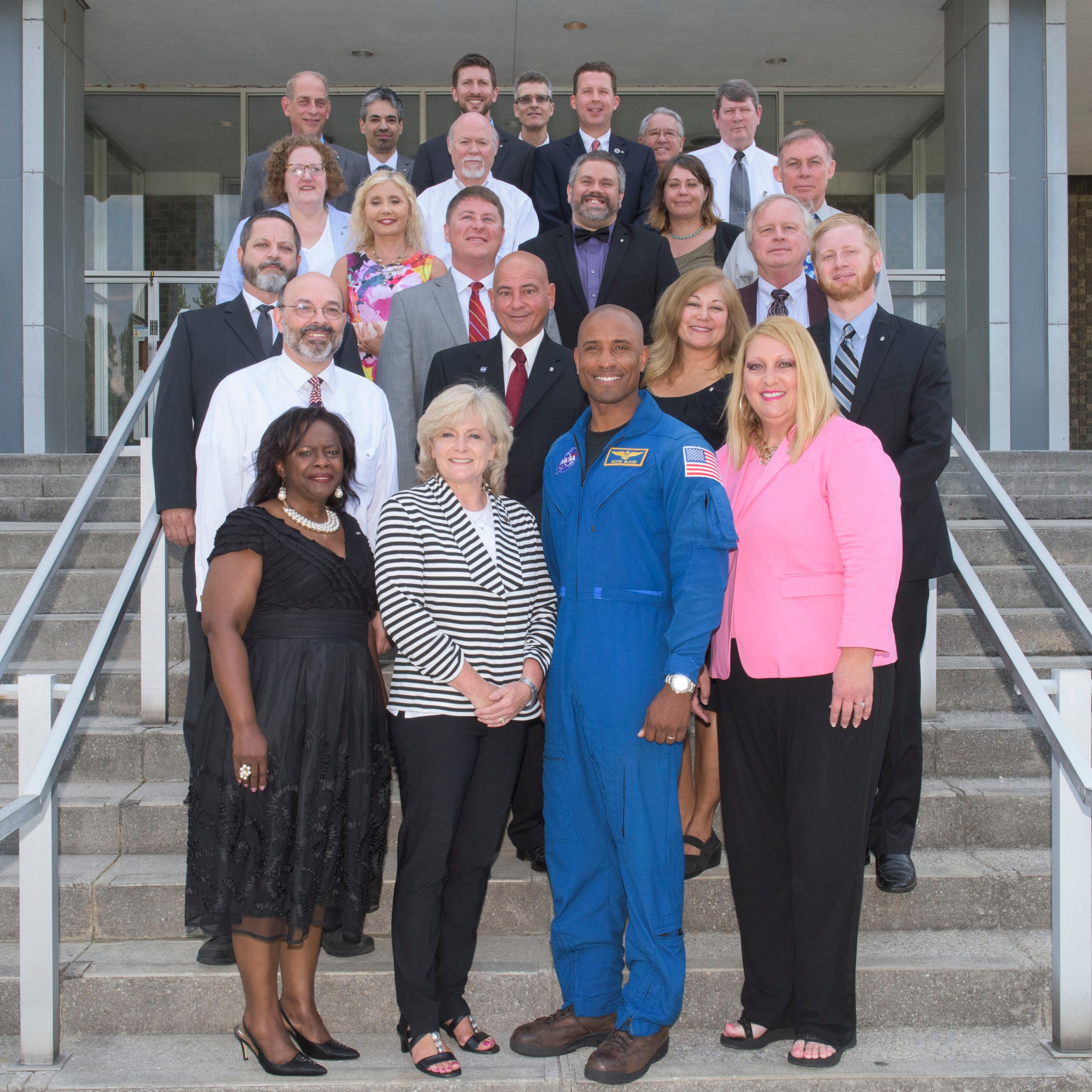 Silver Snoopy honorees with  Victor J. Glover, foreground, second from right; and Jody Singer, second from left, June 14.