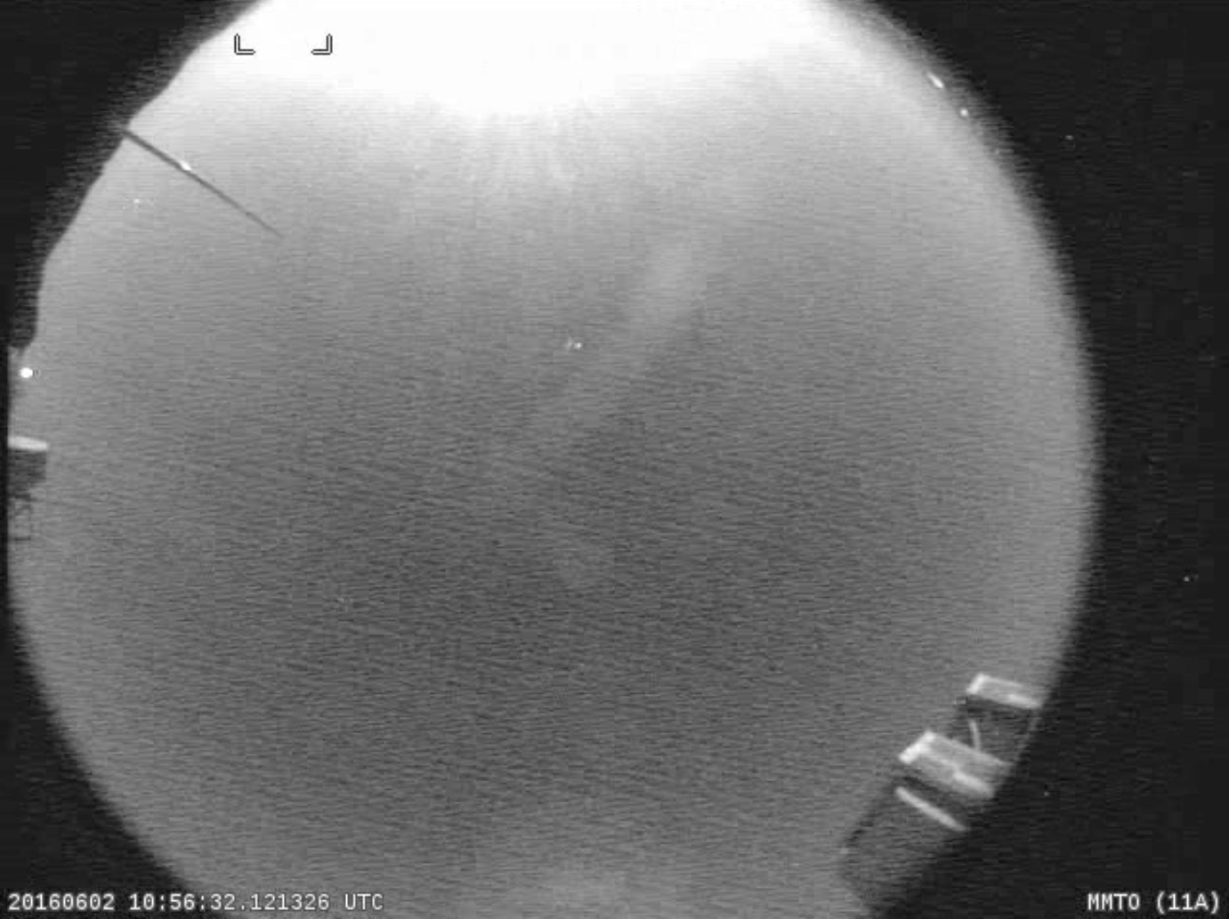 A screengrab from video obtained from the NASA meteor camera situated at the MMT Observatory on the site of the Fred Lawrence Whipple Observatory, located on Mount Hopkins, Arizona, in the Santa Rita Mountains.
