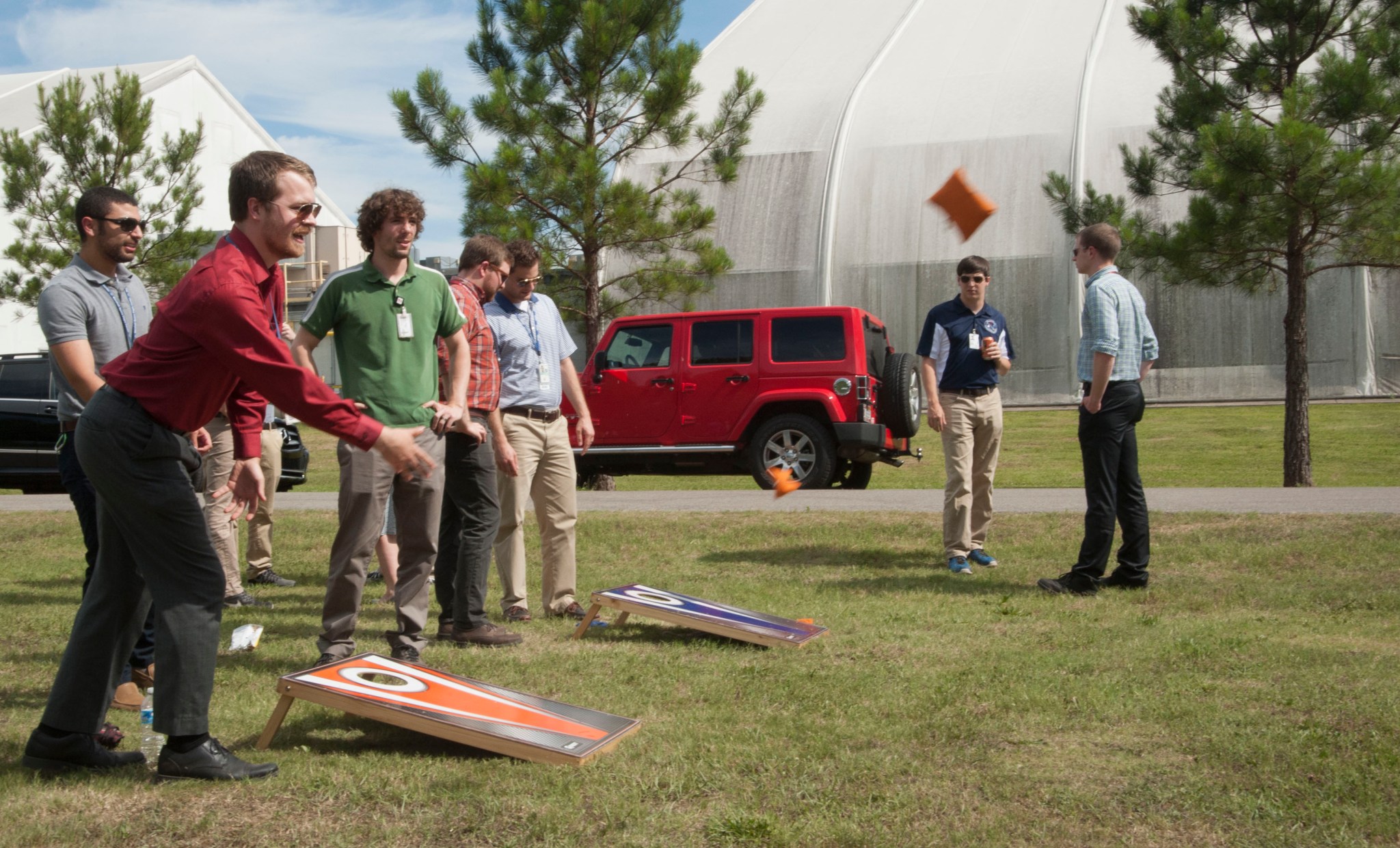 Team members work off some calories enjoying one of the games at the Great Exchange Summer Blast on June 9. 