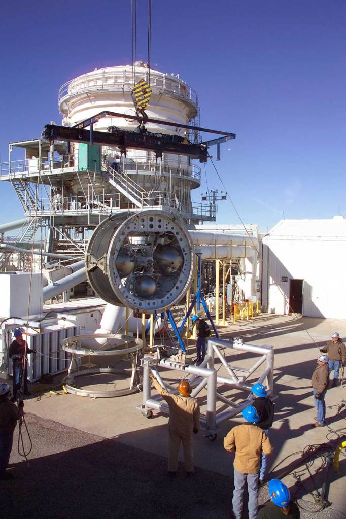 Our workforce carefully installs a test system into one of our propulsion test stands.