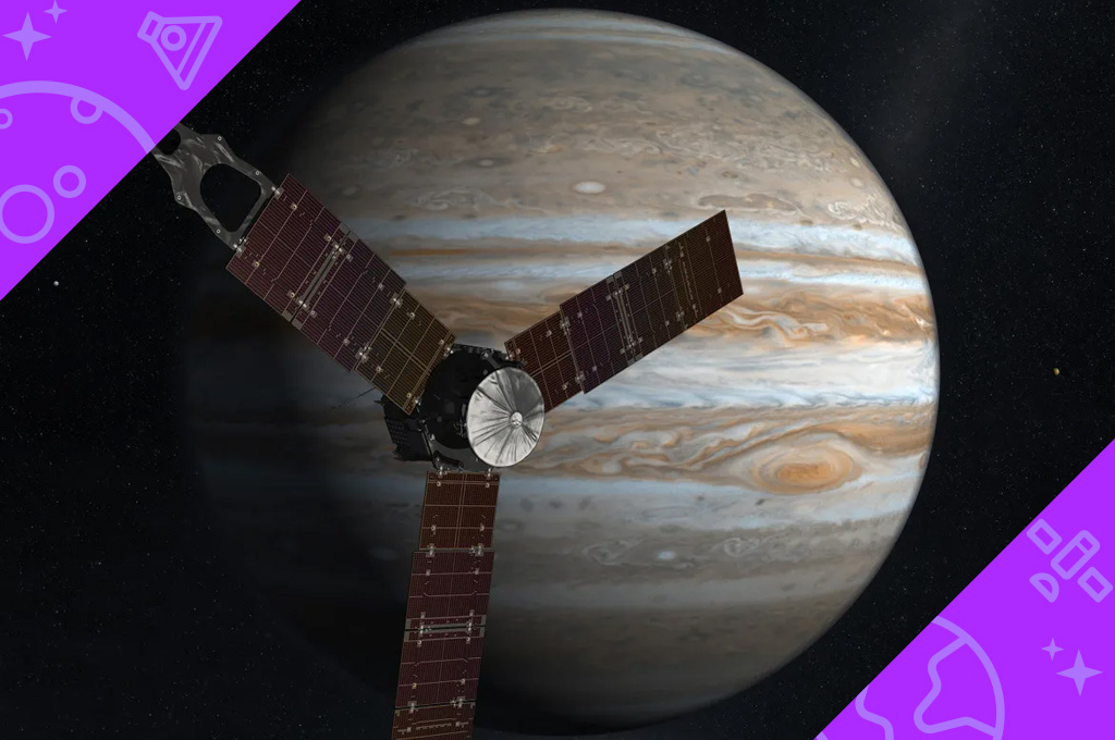 NASA spacecraft Juno orbiting around Jupiter