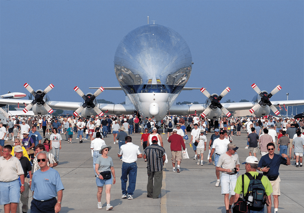 NASA’s Super Guppy cargo aircraft pulls in the crowds at a previous EAA AirVenture in Wisconsin. 