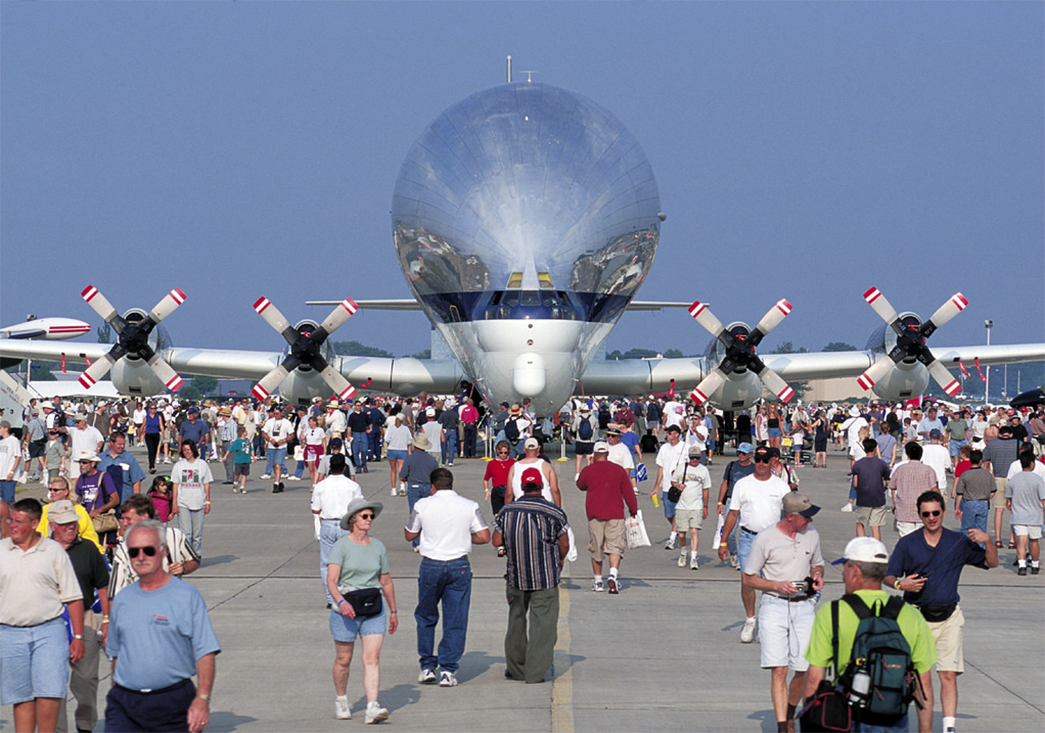 NASA’s Super Guppy cargo aircraft pulls in the crowds at a previous EAA AirVenture in Wisconsin. 