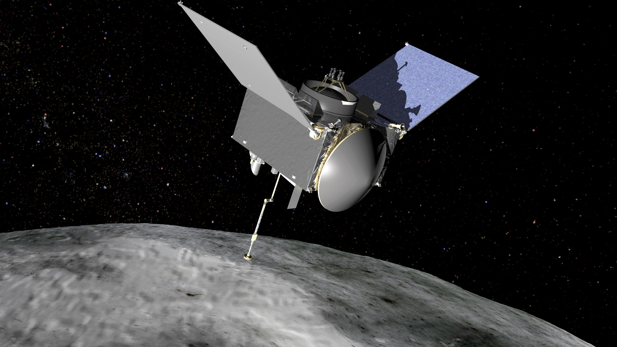 Artist’s conception of the OSIRIS-REx spacecraft at Bennu.
