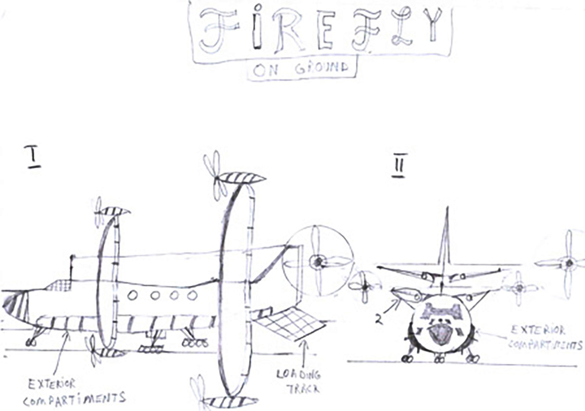 Drawing of the Firefly aircraft.
