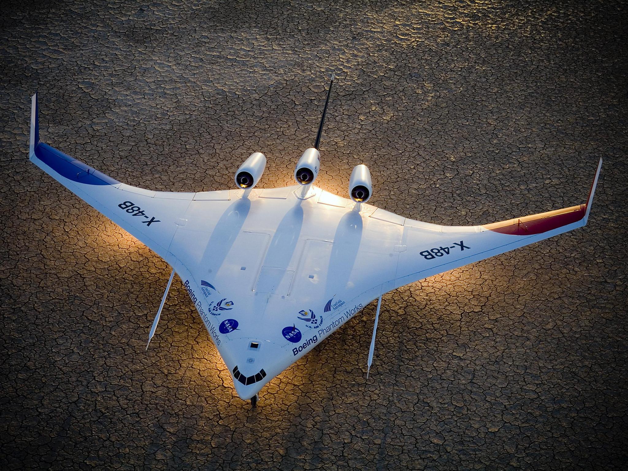 Blended Wing Body on the desert floor.