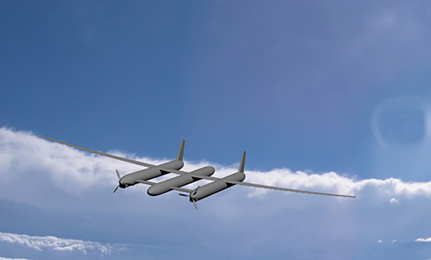 Artist computer generated concept of the Trident aircraft in flight.