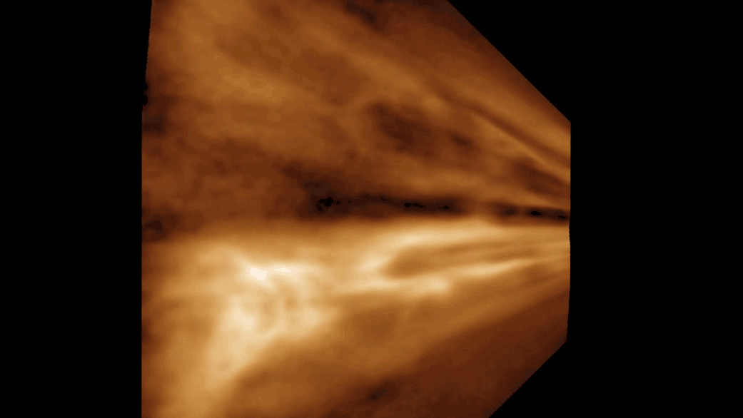 computer-processed animation of solar wind