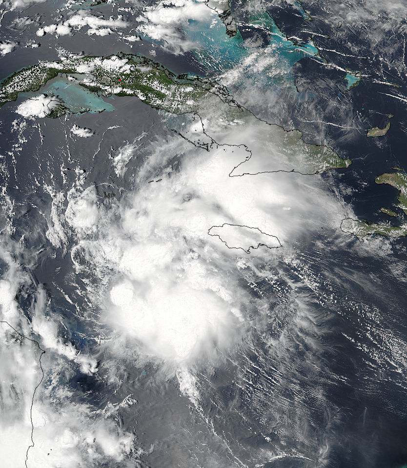 satellite view of clouds over carribean