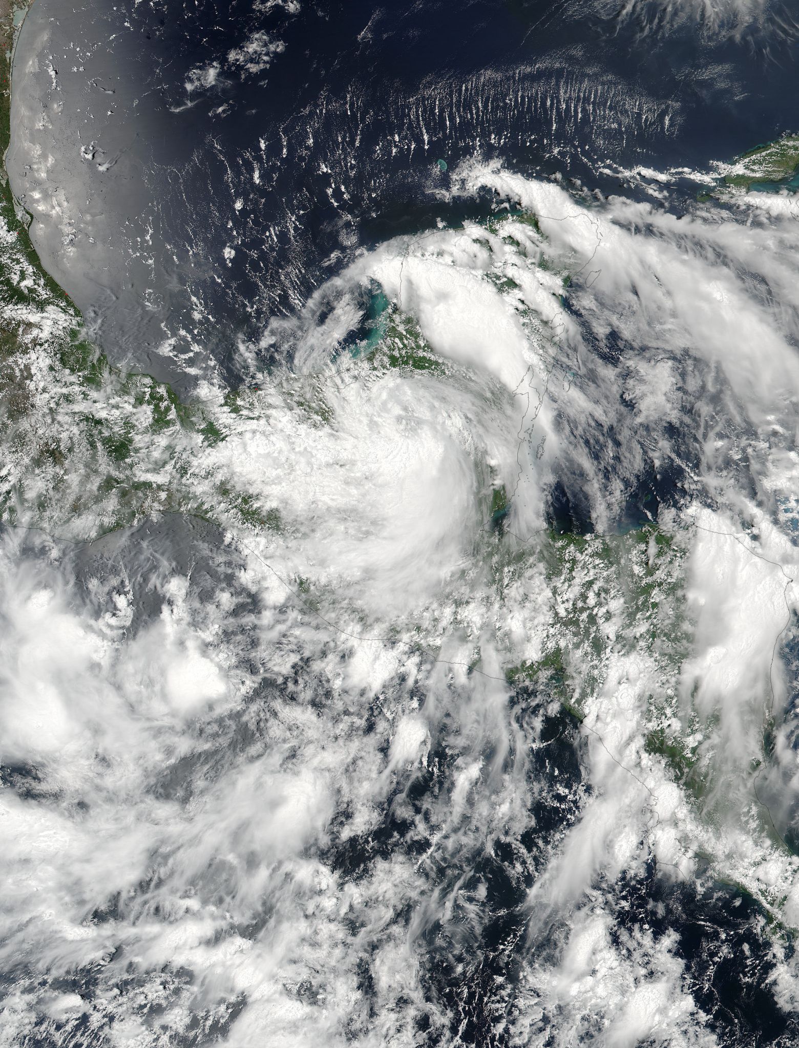 Tropical Storm Earl over Yucatan Peninsula