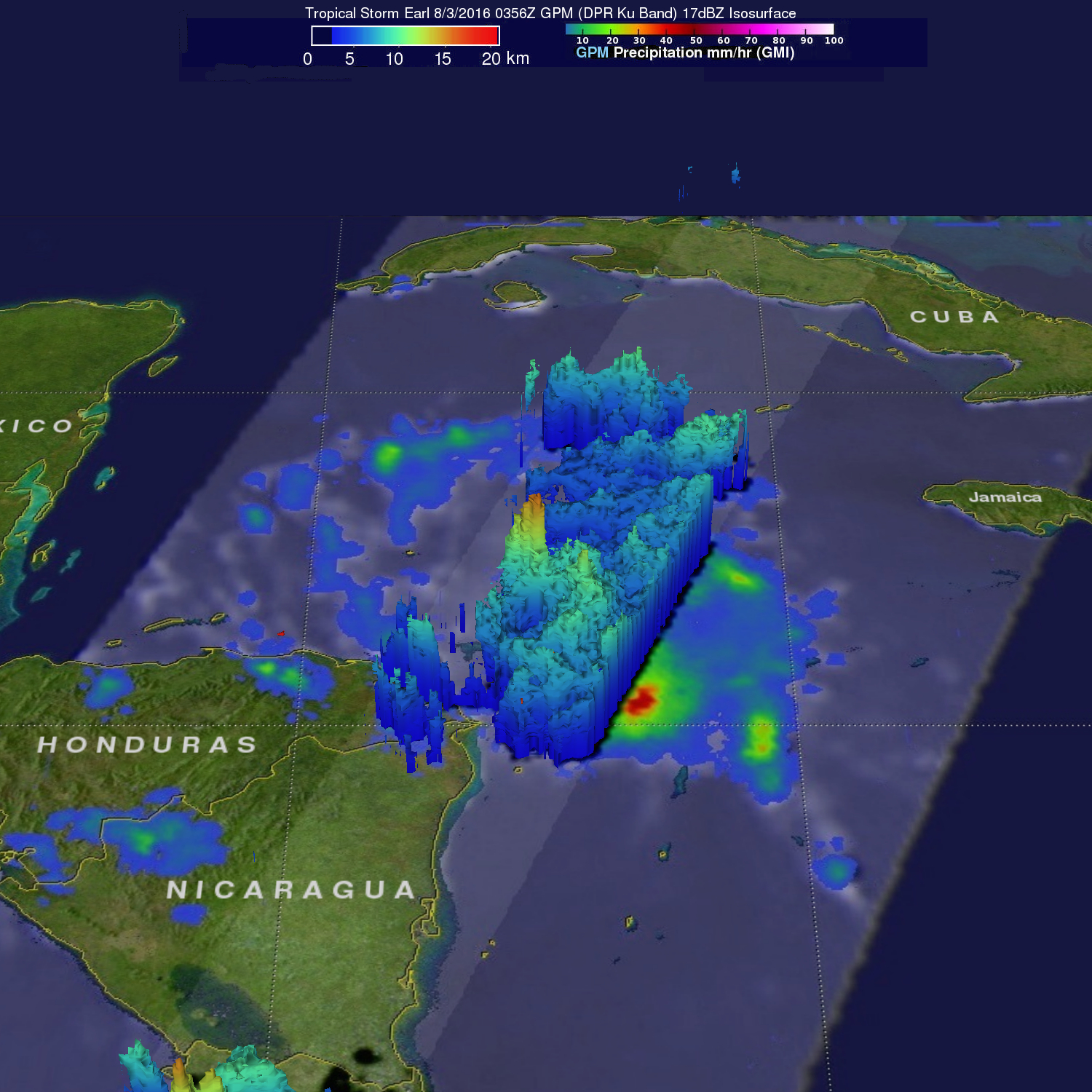 Satellite image of storms around Tropical Storm Earl