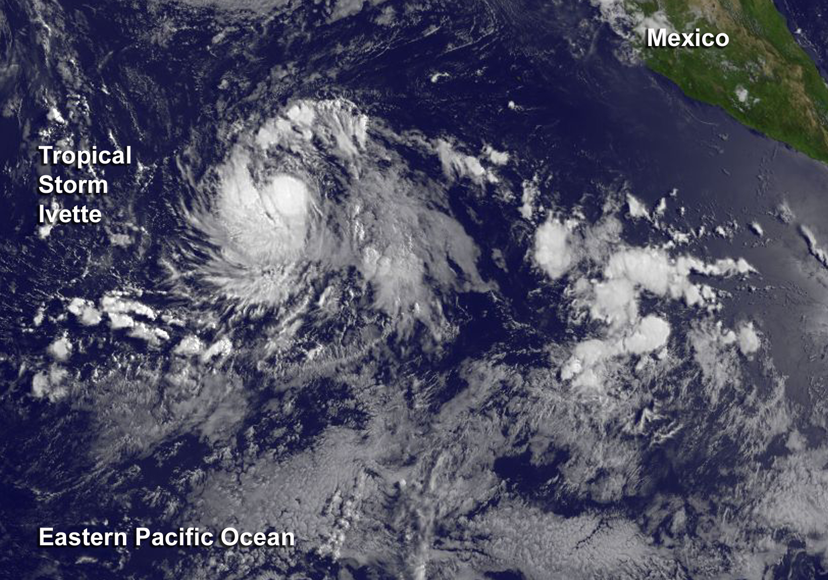 Satellite view of tropical storm in Pacific