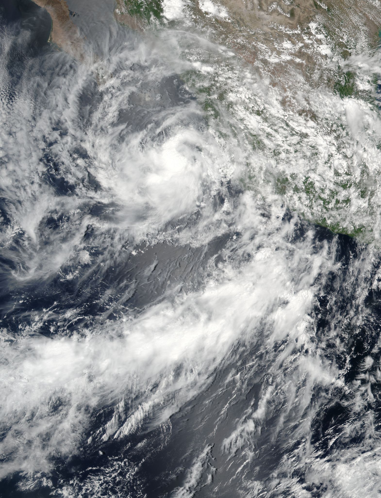 Clouds of Tropical Storm Javier over Pacific