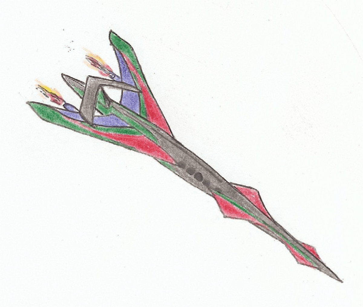 Colorful drawing of the concept of the Arrow aircraft.