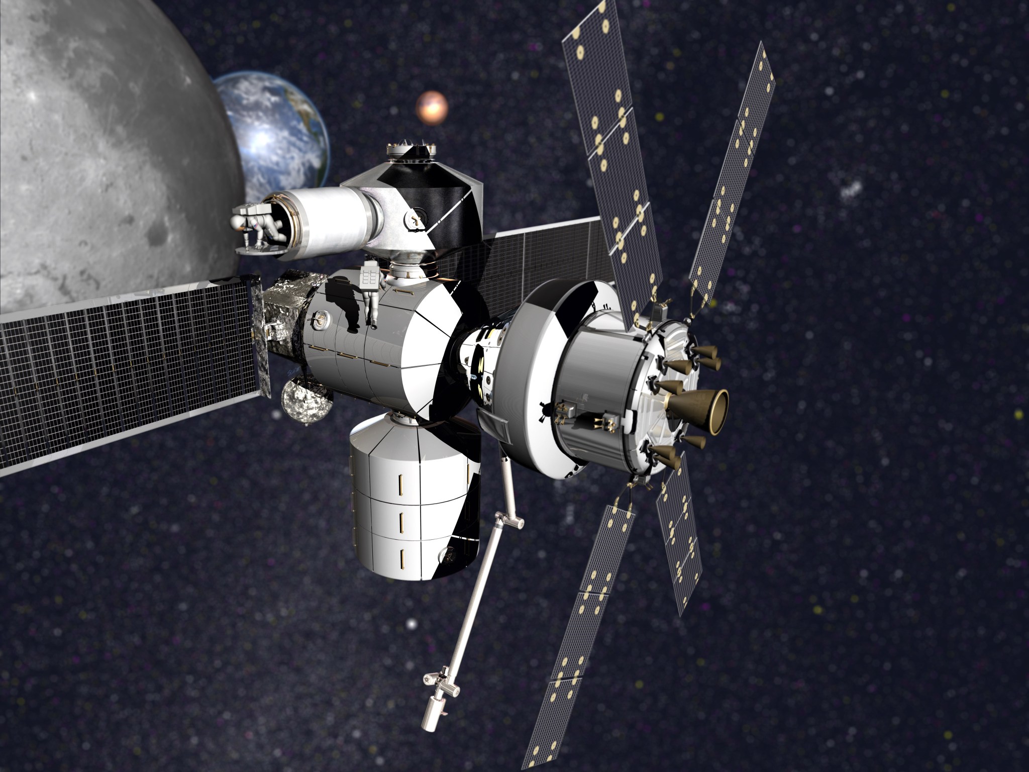 Concept image of Lockheed Martin's refurbished multi-purpose logistics module prototype