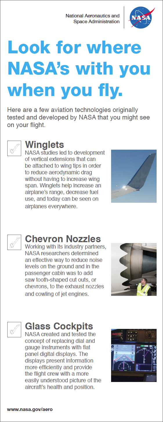 Half sheet flyer checklist showing NASA technology.