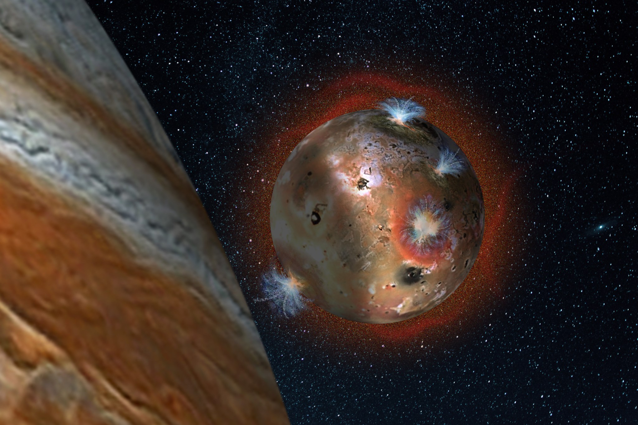 Artist’s concept of the atmospheric collapse of Jupiter’s volcanic moon Io