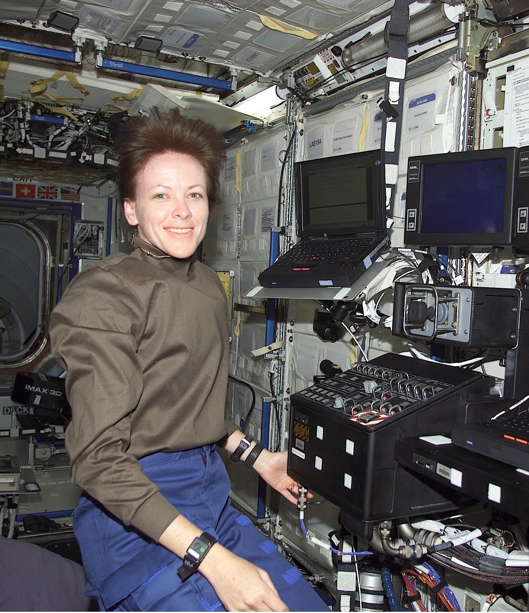 Astronaut Janet Kavandi on STS-104 Atlantis.