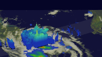 GPM 3-D image of Tropical Depression 9 rainfall