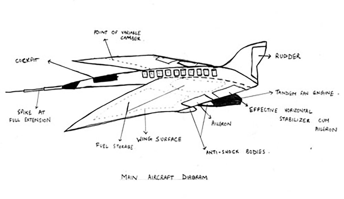 Drawing of the V-3 aircraft.