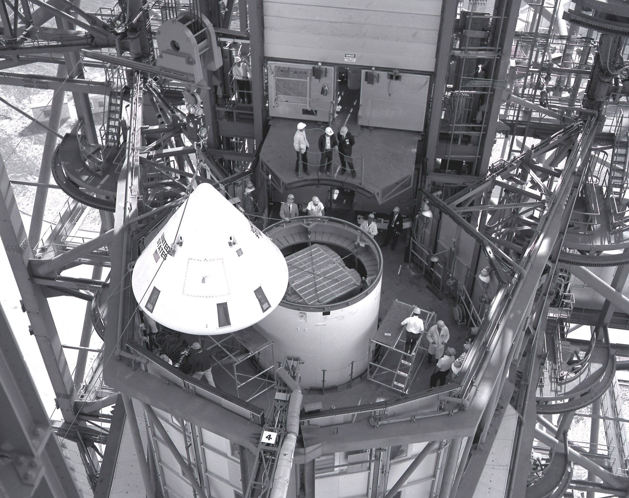 The Pegasus satellite is installed atop the S-IV stage (second stage) of a Saturn I vehicle.