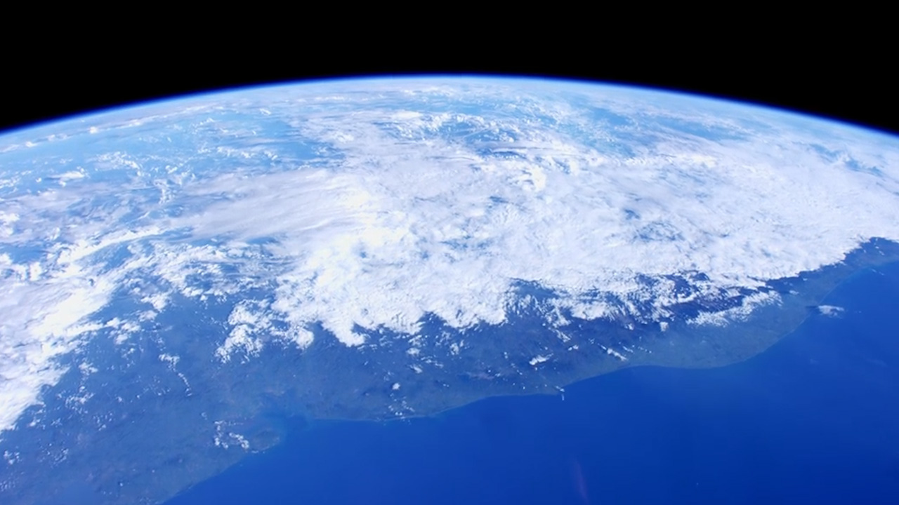 satellite view of the Earth with clouds