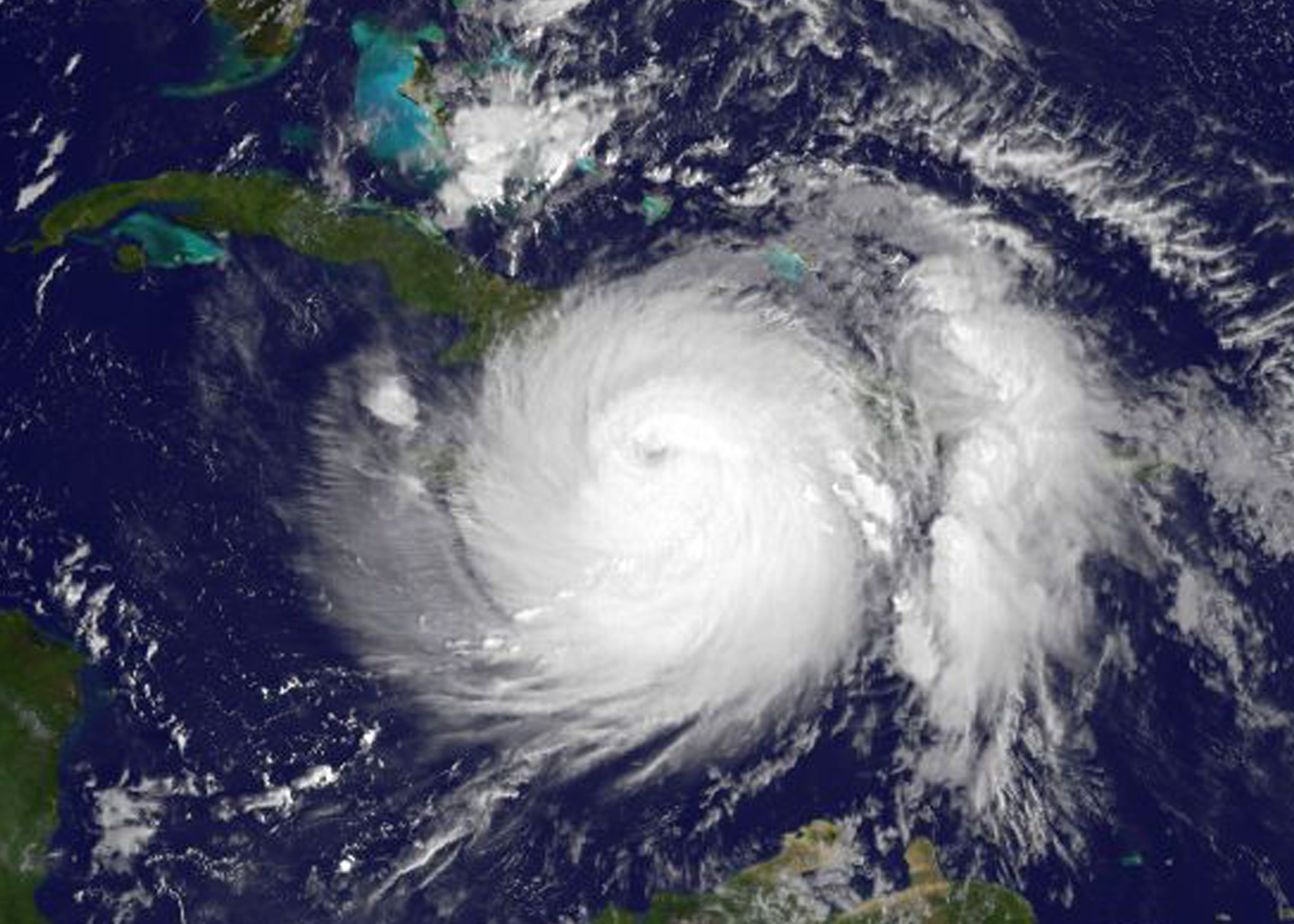 visible-light image of Hurricane Matthew