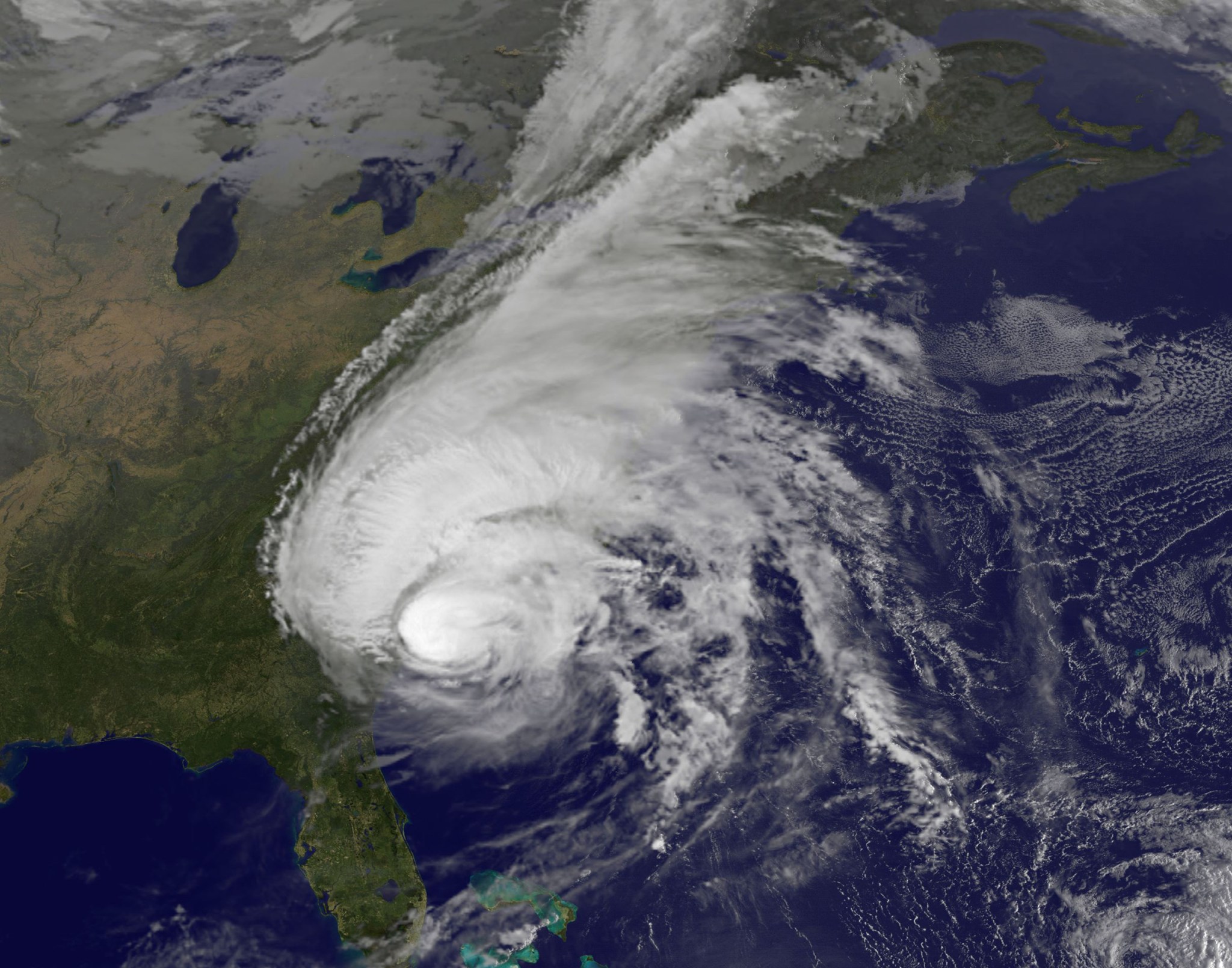 Satellite image of Matthew, covering all of the Atlantic coast of the US 