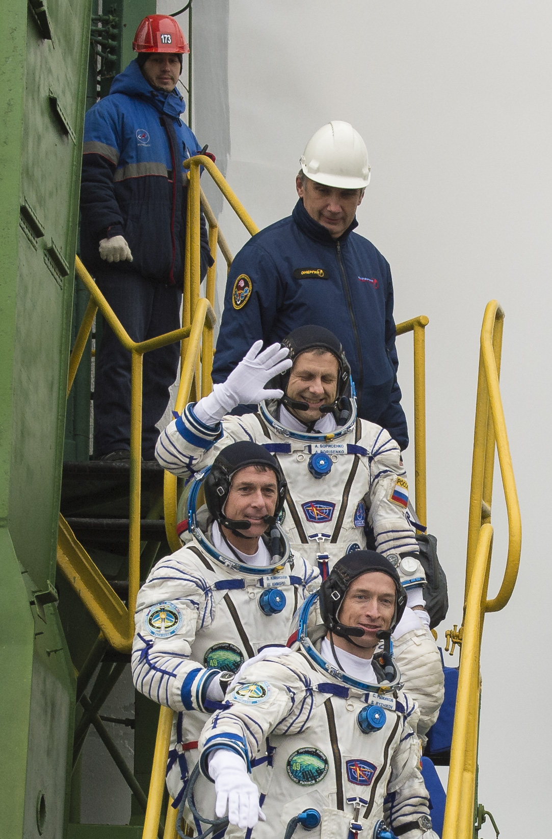 Expedition 49's Andrey Borisenko of Roscosmos, Shane Kimbrough of NASA, and Sergey Ryzhikov of Roscosmos