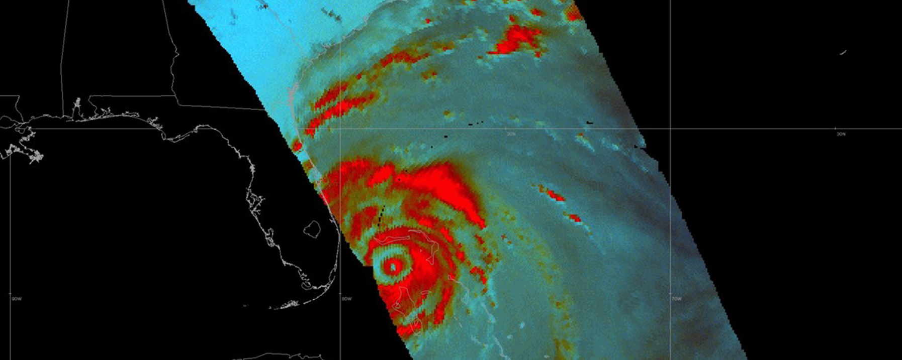 A double eye-wall structure captured of Hurricane #Matthew at 3 p.m. EDT